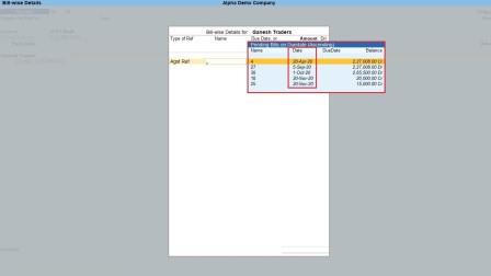 Sort Date wise Pending Bills in Bill Allocation