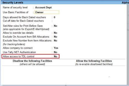 Disable TDLs & Add-On Management Control