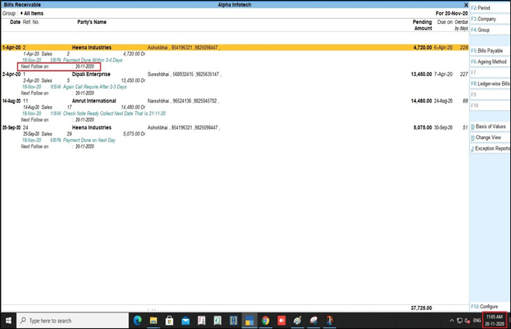 Outstanding Follow Up with Reminder