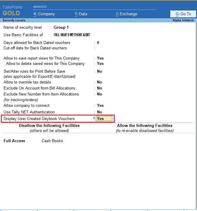 Display Only User Created Altered Vouchers in DayBook